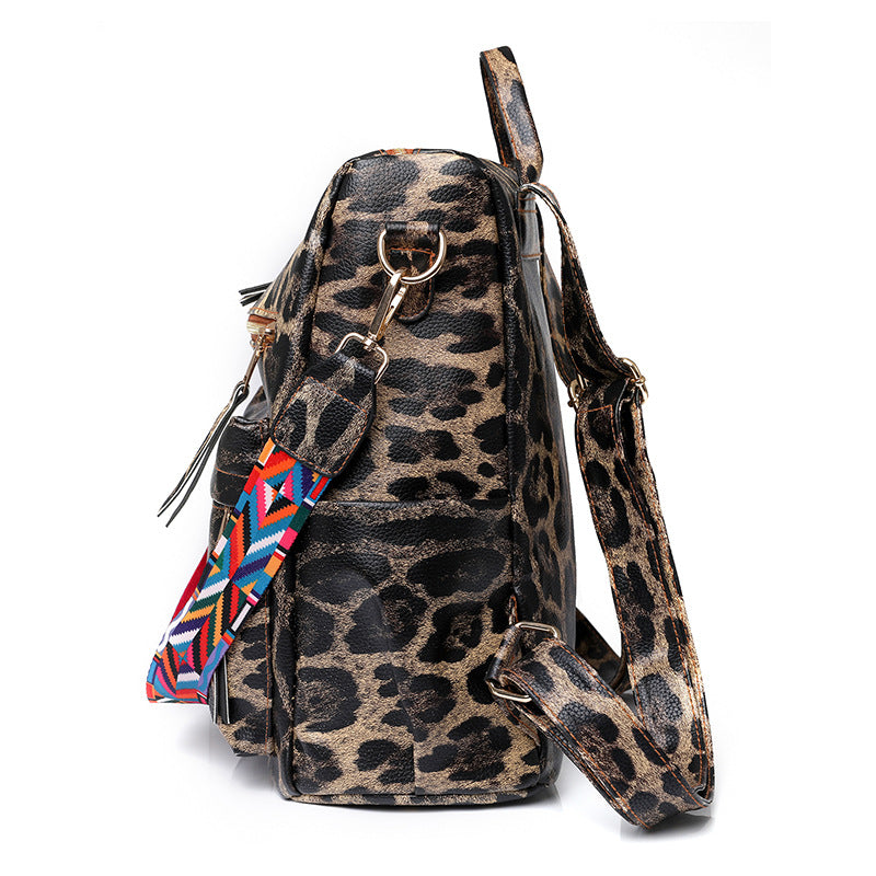 Wholesale Leopard print ladies backpack
